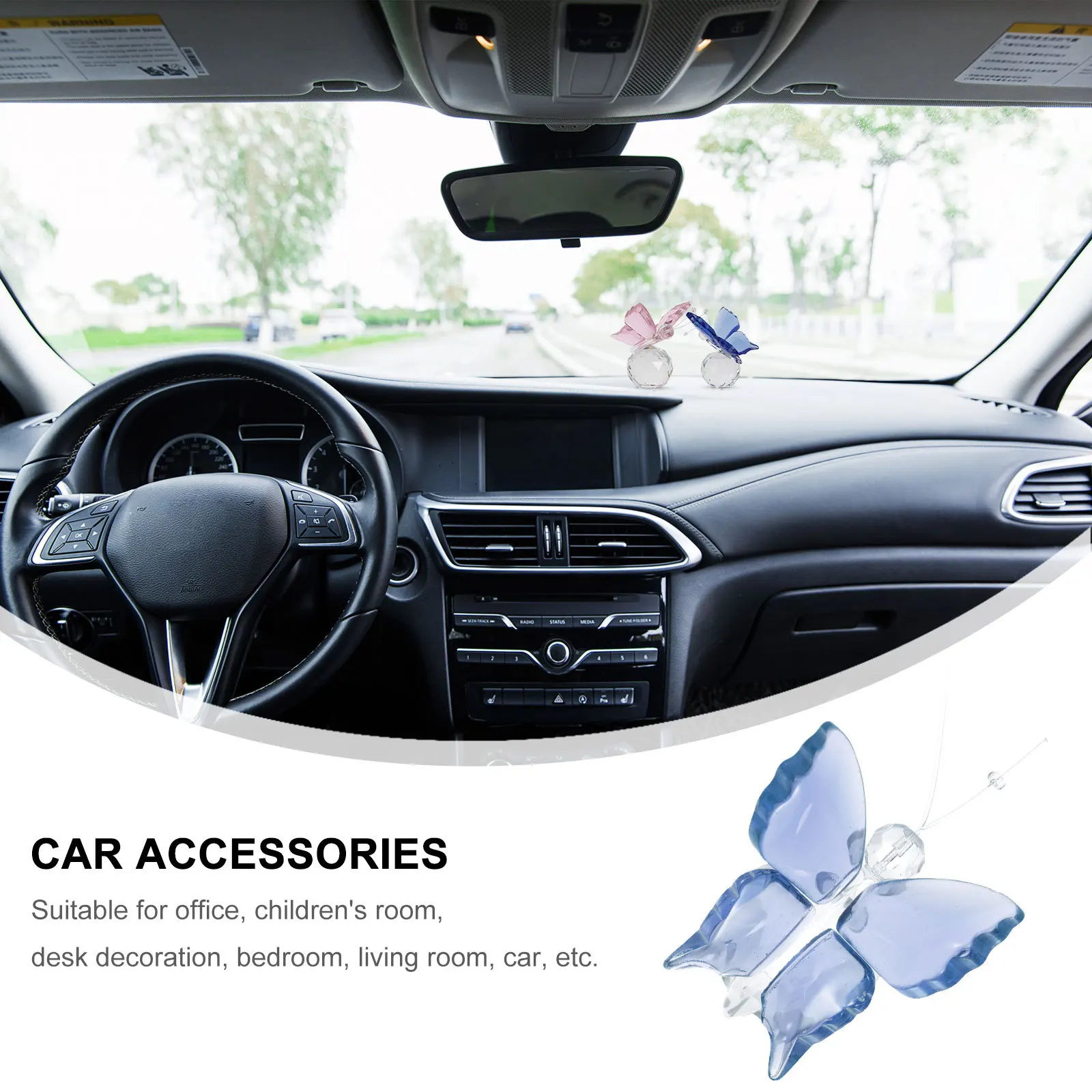 

2Pcs Glass Butterfly Crystal Adornment Mini Desktop Ornament Cute Decoration for Home Office Living Room Tabletop