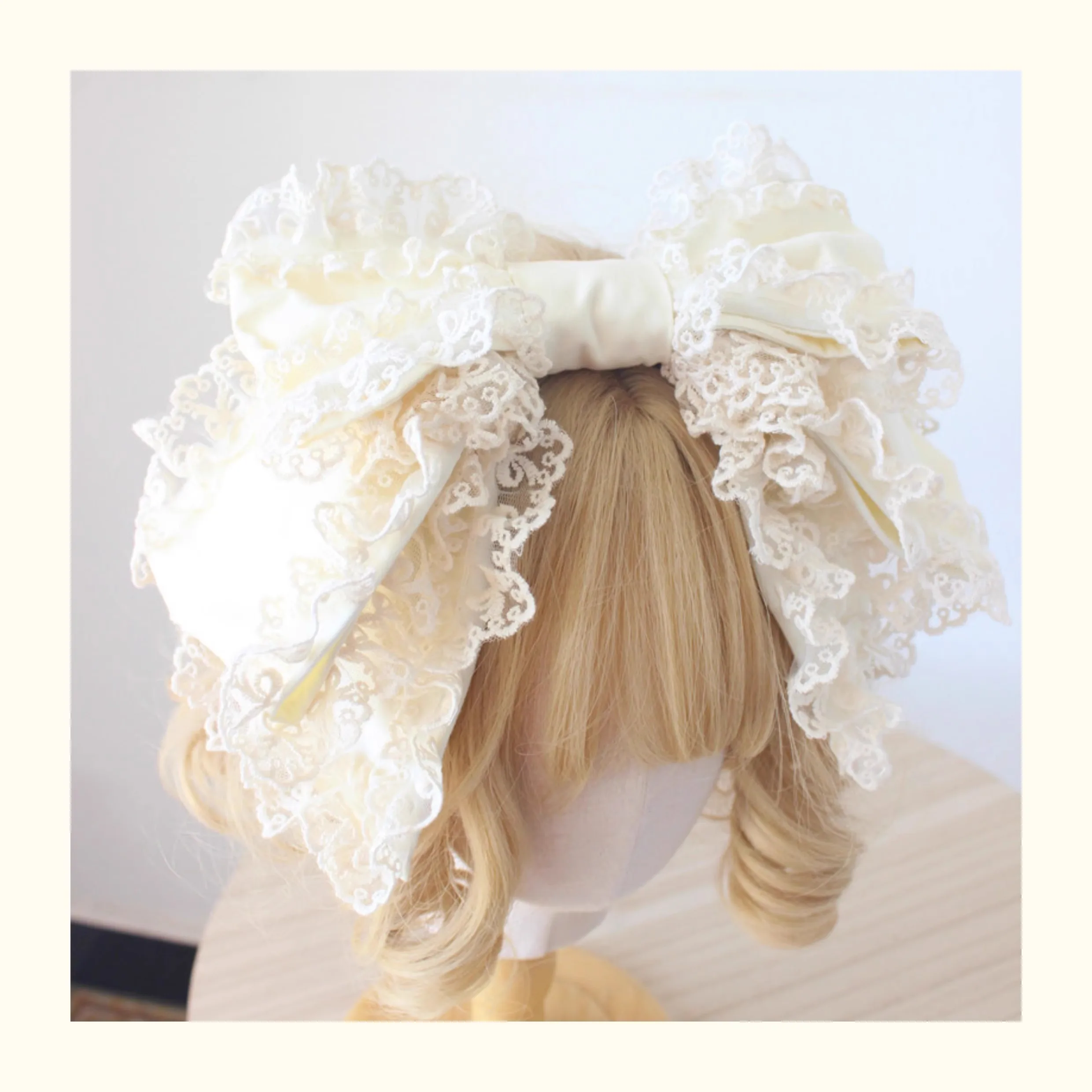 Lolita Lovely Lace Headband Hair Clips Sweet Big Bow Kawaii Victorian Hair Hoop Cosplay Cute Gothic Hairbands for Girls Women