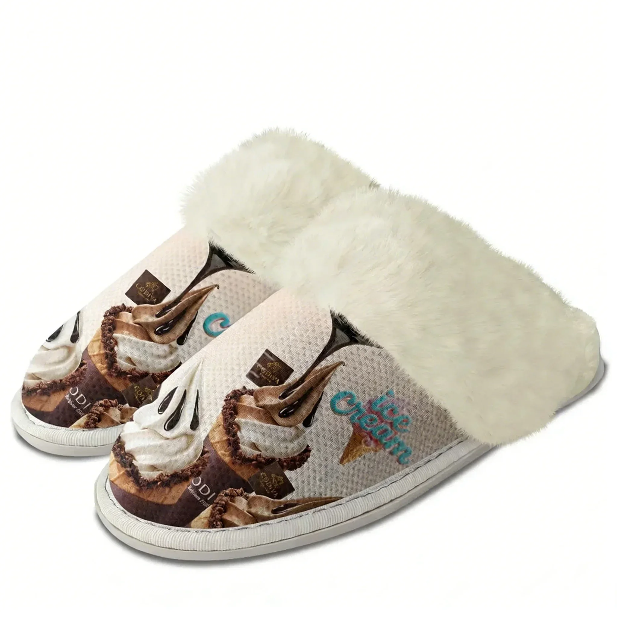 Ice Cream Plush Slippers Warm Shoes Mens Womens Home Plush Slipper Cotton Bedroom Comfortable Tailor-made Thermal Light Slippers