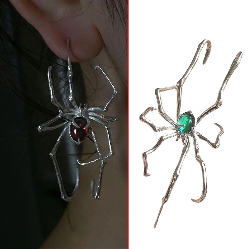 1PC Gothic Dark Spider Crawl Fashion Dangle Stud Piercing Ear Bone Clip For Unisex Halloween Party Accessories