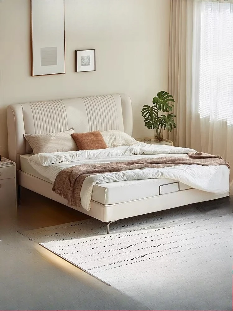 

Fabric bed modern simple master bedroom large bed 1.8 meters double storage high-end atmospheric furniture frame