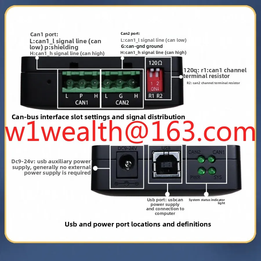 USBCAN2II bus analyzer USB to CAN card module converter j1939 compatible with zlg