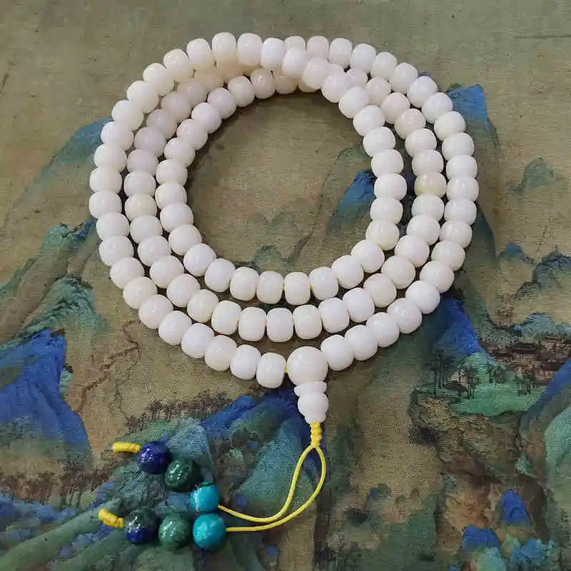 108Beads Natural Talipo Bodhi Prayer Malas 8mm 10mm Tibetan Rosary Barrel Necklace BRO783