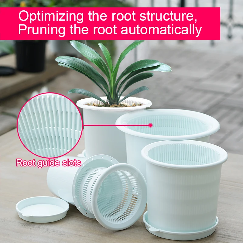 Meshpot Flower Pot Double Layer Plastic Plants Pot with Holes Root Control Function Round Planter in 8cm 9cm 10cm 12cm