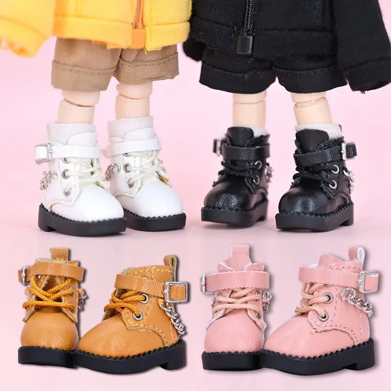 Ob11 Casual Chain Boots Shoes Leather Boots Molly Sister Head Holala Shoes GSC Plain Doll Shoes Doll Accessories 1/12bjd Shoes