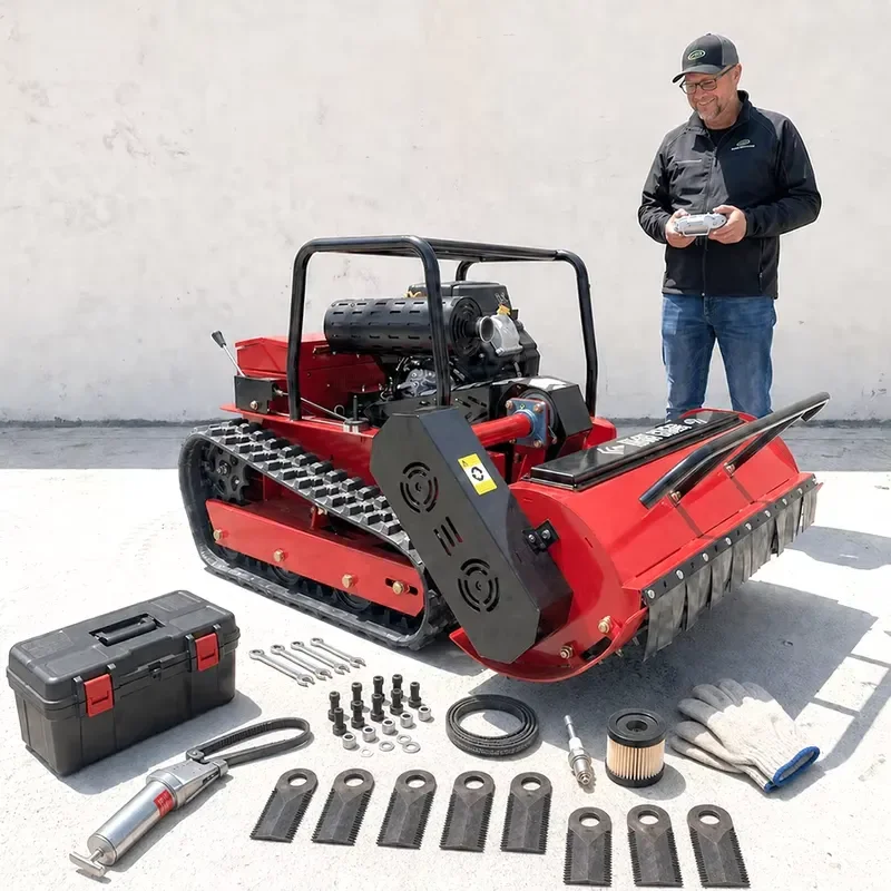 Remote Controlled Diesel Tracked Mulcher Multifunction 80cm 100cm 120cm RC Grass Cutter Powerful Remote Control Lawn Flail