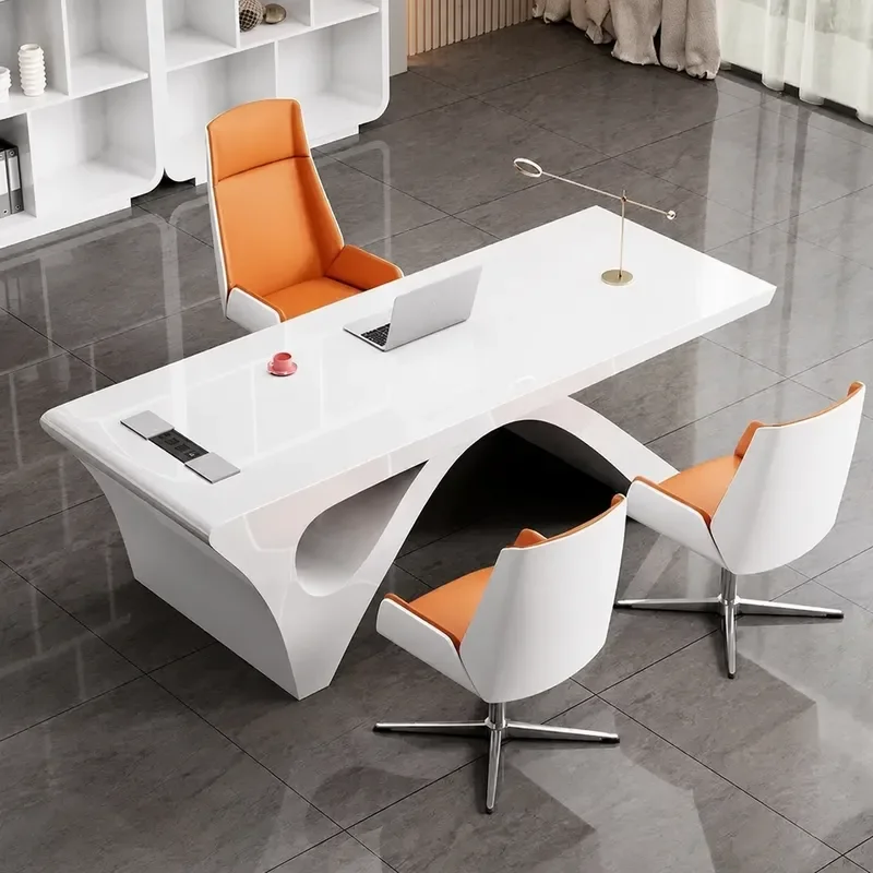 Simple Modern White Office Desk Manager Table Boss Desk for Beauty Salon Medical Consultation Reception Workstation
