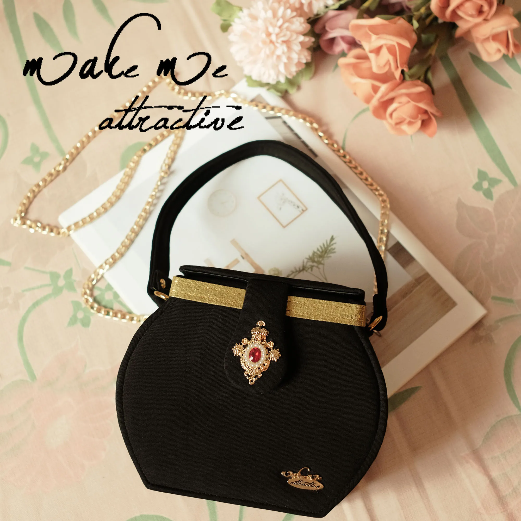 Medieval vintage bag retro small fragrance pearl gemstone handbag high-end women's vintage box bag