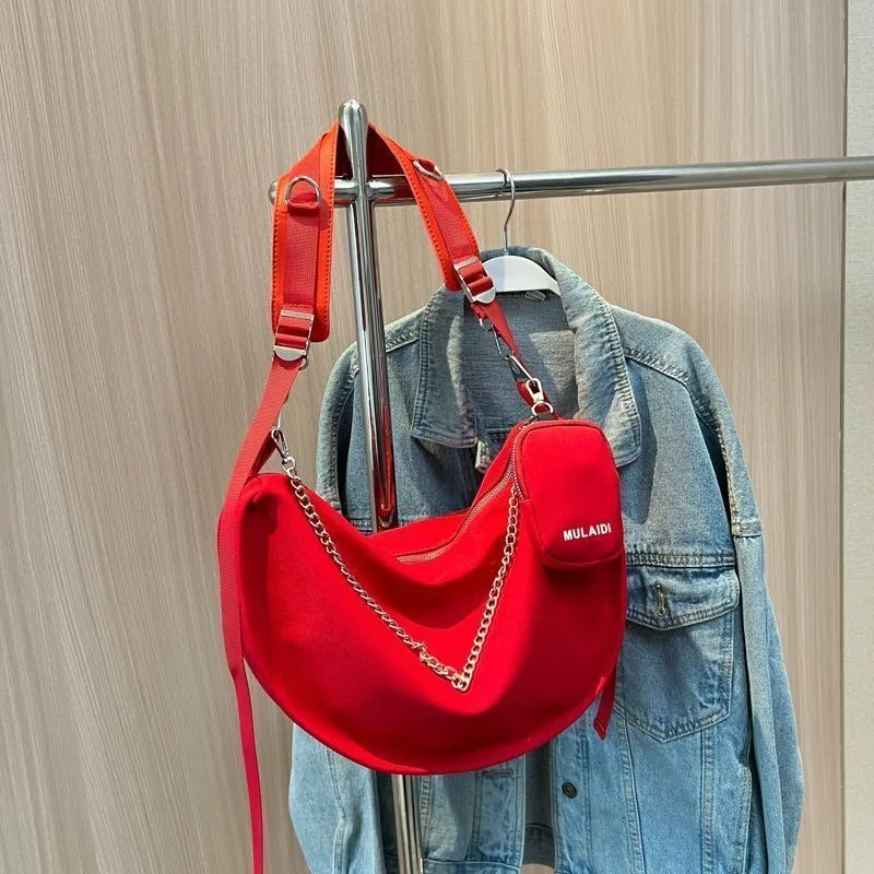 

Сумка большой вместимости, женская спортивная сумка-мессенджер для отдыха, женская красная парусиновая ниша, универсальная сумка для пельменей, изысканная простая повседневная сумка