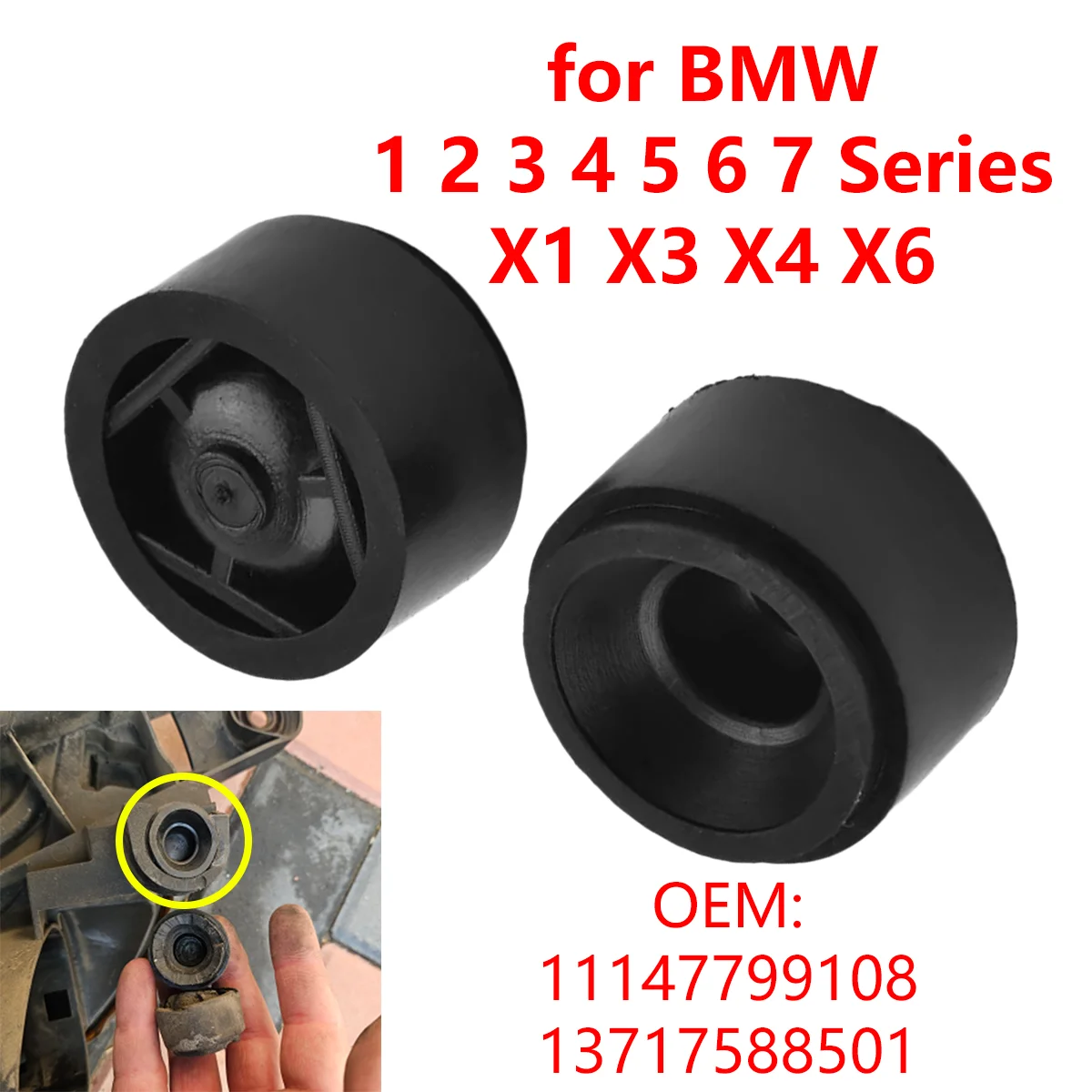 2/4Pcs 13717588501 for BMW 1 2 3 4 5 6 7 Series X1 X3 X4 X6 Car Engine Cover Trim Rubber Mounting Bracket Grommets Bush
