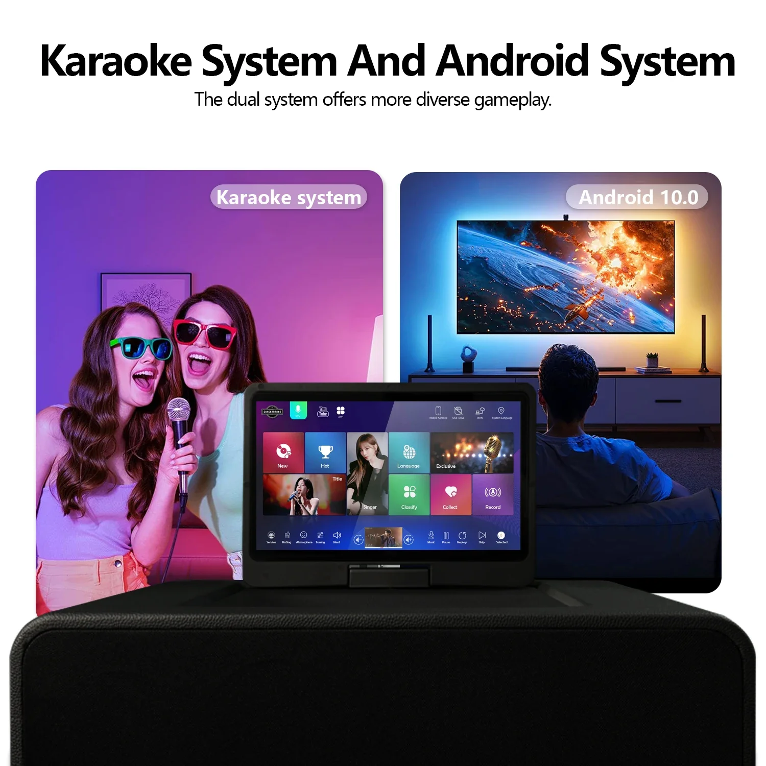 New Chinese Karaoke Machine KV-M11 Karaoke Player,10.1-inch Capacitive Touch Screen