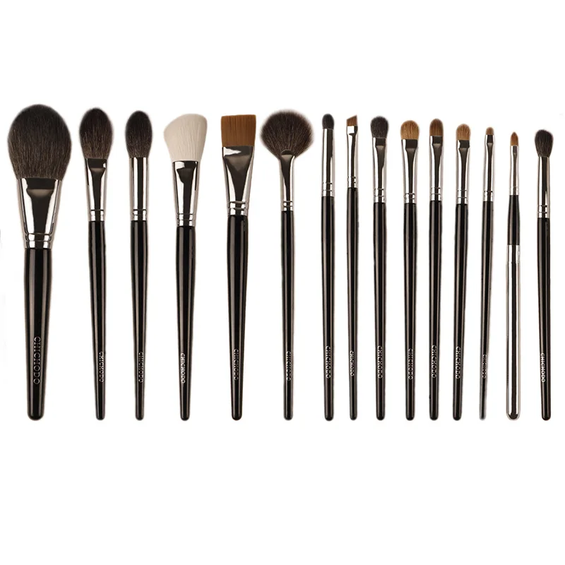 15pcs/set Goat Hair Chichodo Makeup Brushes set Highlight Powder Foundatio Make up Brush Eyebrow Eyeshadow Lip cosmetic tool kit