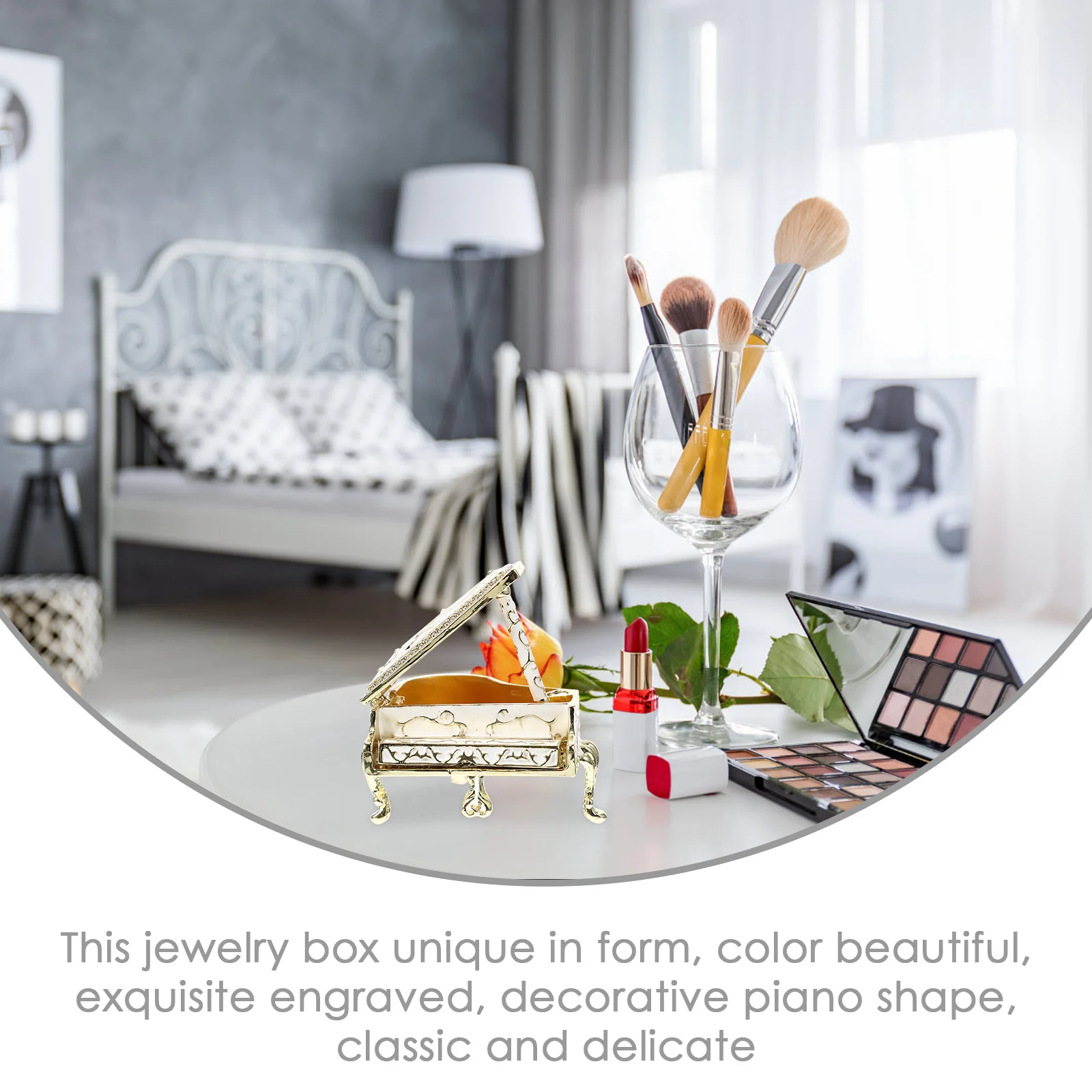 

Эмалированная шкатулка для украшений в форме пианино с инкрустацией бриллиантами, изысканный органайзер для ювелирных изделий из цинкового сплава, декоративный настольный футляр для хранения, подарок для женщин