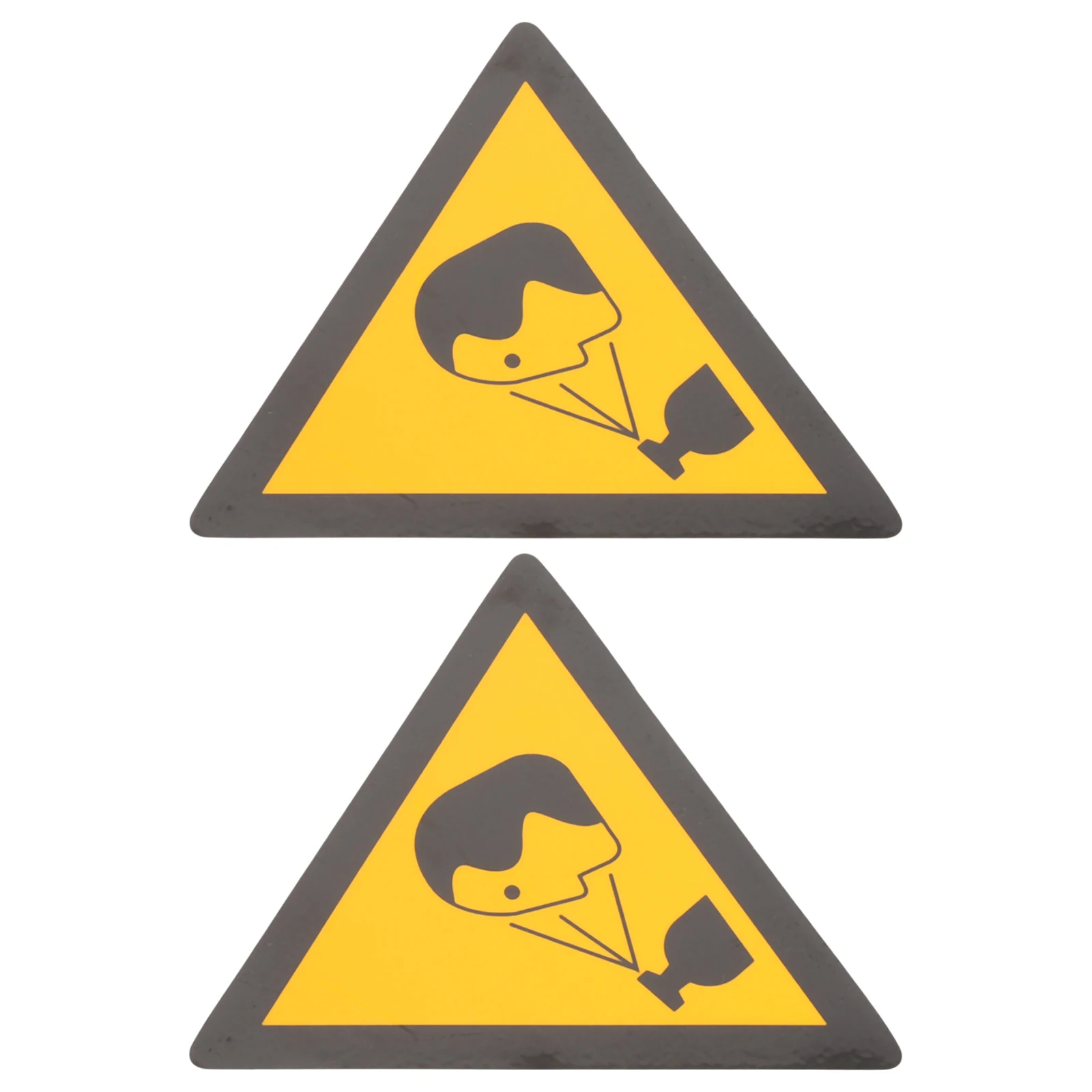 2pcs Protective Mask Adhesive Warning Stickers Safety Caution Sign For Factory Hazardous Areas Bright Triangle Splashing