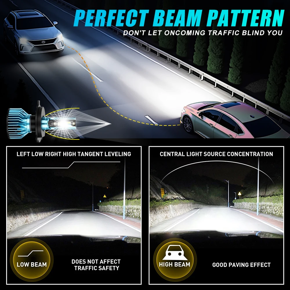 2PCS Car Lights H7 H4 H1 9006 H11 9005 H8 H9 Super Bright 50000Lm LED Headlights High Low Beam Fog Light Bulb White 6000K 12V - view 5