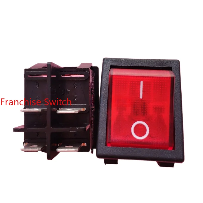 

10PCS KCD4 boat type switch 25A high current, four feet red light R210 silver touchpoint