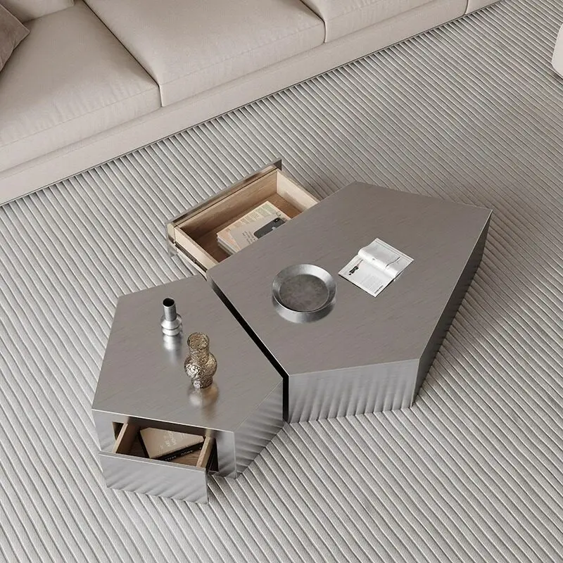 Modern simple bronze brushed coffee table combination stainless steel living room