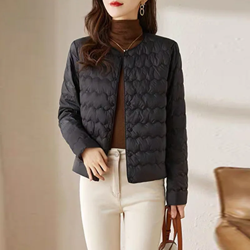 Winter Lightweight White Duck Down Puffer Jacket Women Short O-neck Down Coat Women Outerwear JK-408 Куртка Женская С Капюшоном