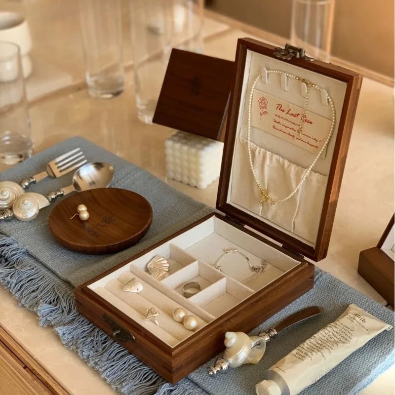 

Solid Wood Jewelry Pallet Retro Luxury Storage Pallets Necklace Pendant Bracelet Display Case Minimalist Jewellery Supplies Box