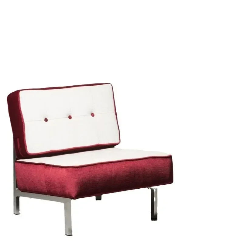 Designer red tofu block single chair dopamine store balcony leisure sofa