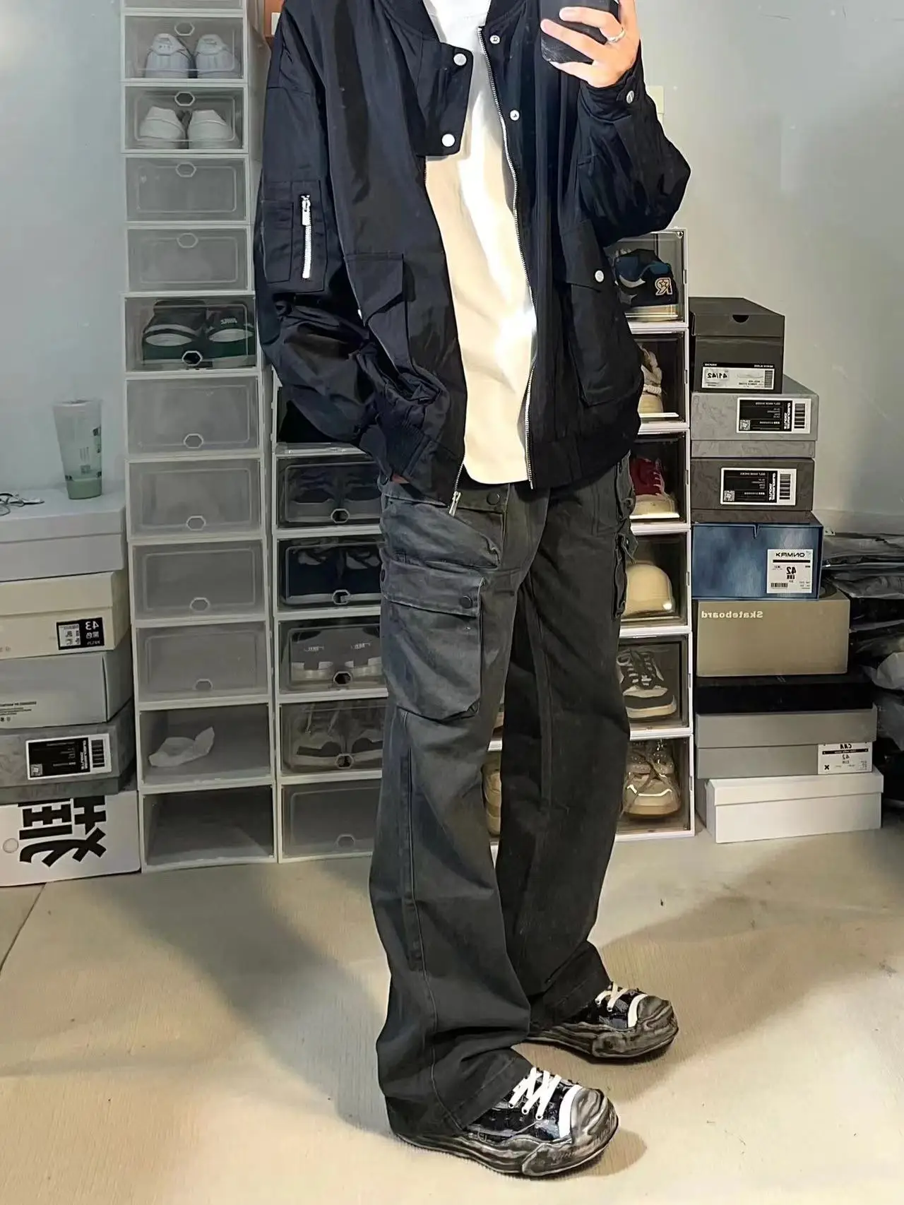 

Bla Pilot Baseball Jaet Men's Loose Air Force Sle Autumn New Design Faionable Youth Polyester Zipper Long Sve Jaet