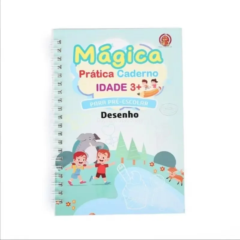 Portuguese Reusable Alphabet 3D Calligraphy Book Learning Drawing Copybook Numbers Education for Kid Letter Practice 4 Books/set