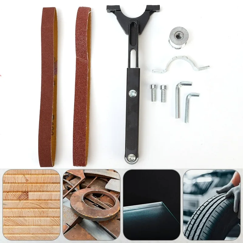 อุปกรณ์เสริมเครื่องขัดสายพานสำหรับเครื่องเจียร อะแดปเตอร์สายพานขัดสำหรับจุดเชื่อม 100/115/125 มม. อุปกรณ์ขัดเงาและเจียร