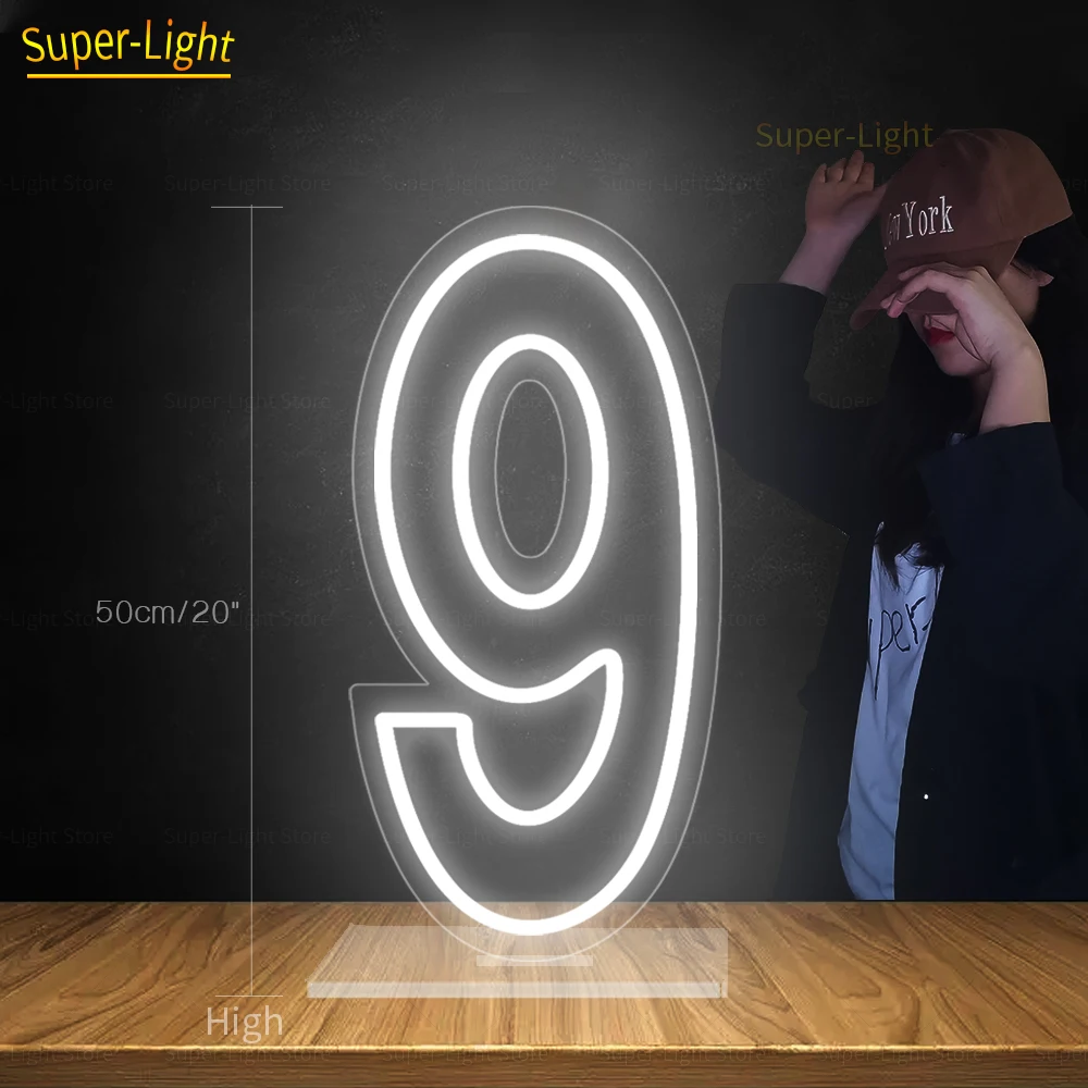 Big 50cm/20inch High RGB Numbers Set 0 1 2 3 4 5 6 7 8 9 Digital Neon Signs for Birthday Party LED Light Up Signs Wedding Decor