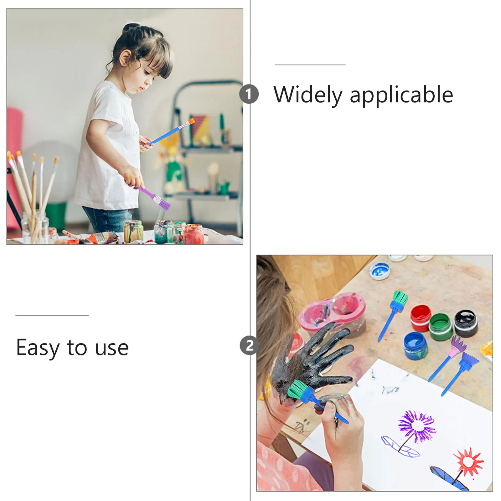 

30pcs Painting Sponge Seal Kids Drawing Tools Plastic Brush Set Lightweight Ergonomic Handle Preschool Kindergarten Art