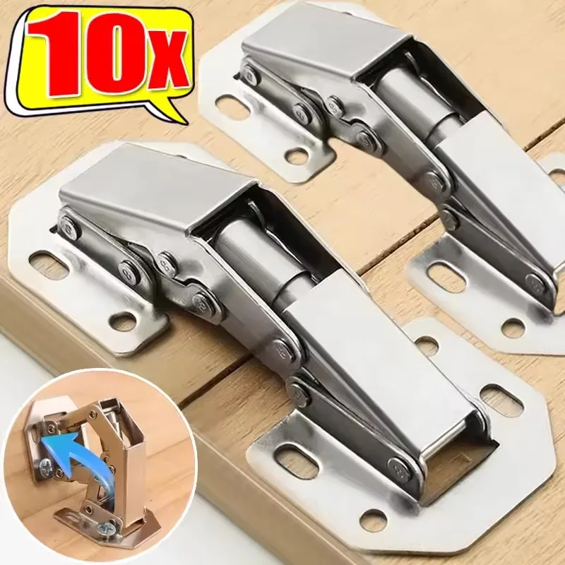 

2/10PCS 90 Degree Steel Cabinet Hinges No-Drilling Buffer Hinge Kitchen Cabinet Cupboard Hinges DIY Furniture Hardware Tools