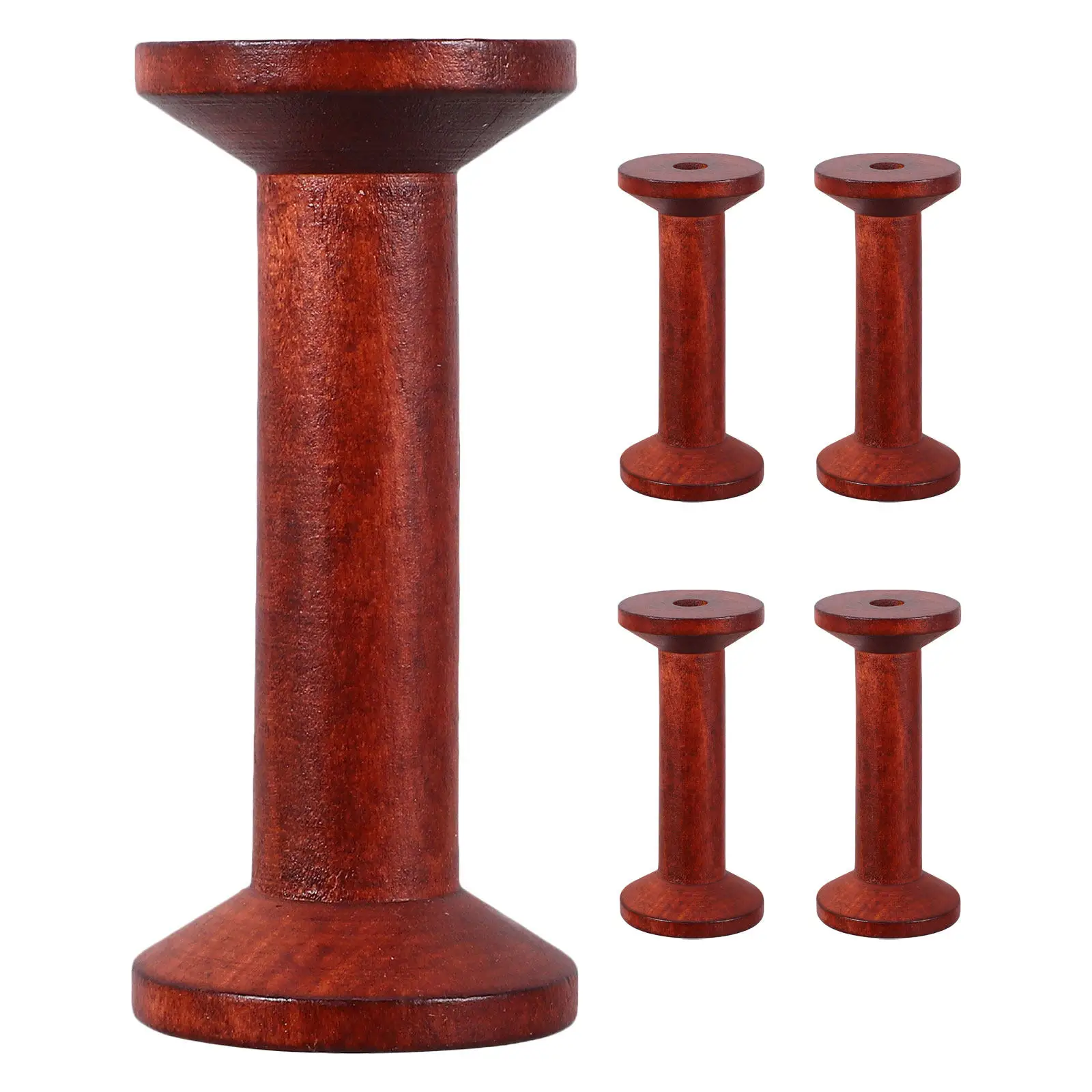 5Pcs Wooden Spools Thread Organizer Craft Bobbins Empty for Yarn Wire Weaving Jewelry Wrapping Embroidery view 4