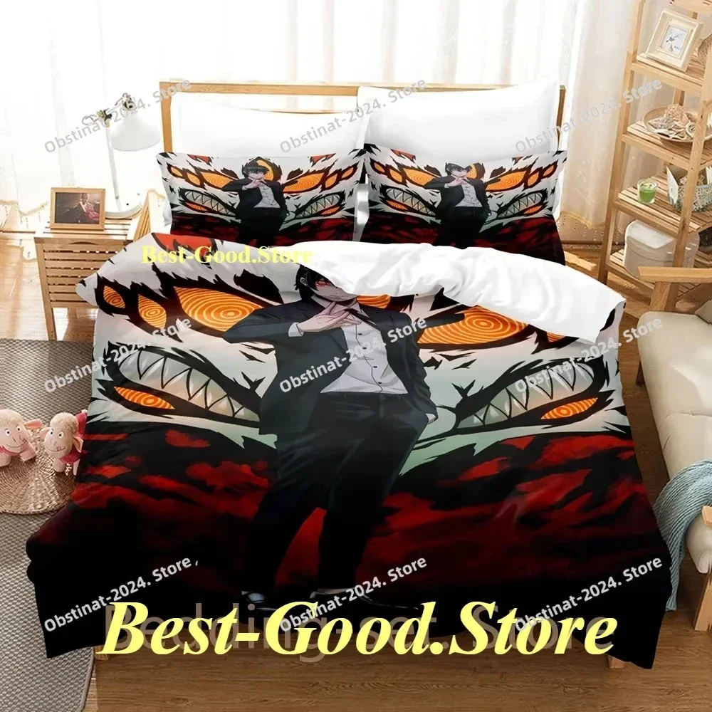 2024 폭스 데빌 콘 체인소 맨 침구 세트 프린트 베드 세트 베개 커버 포함 싱글 더블 퀸 슈퍼 킹 사이즈