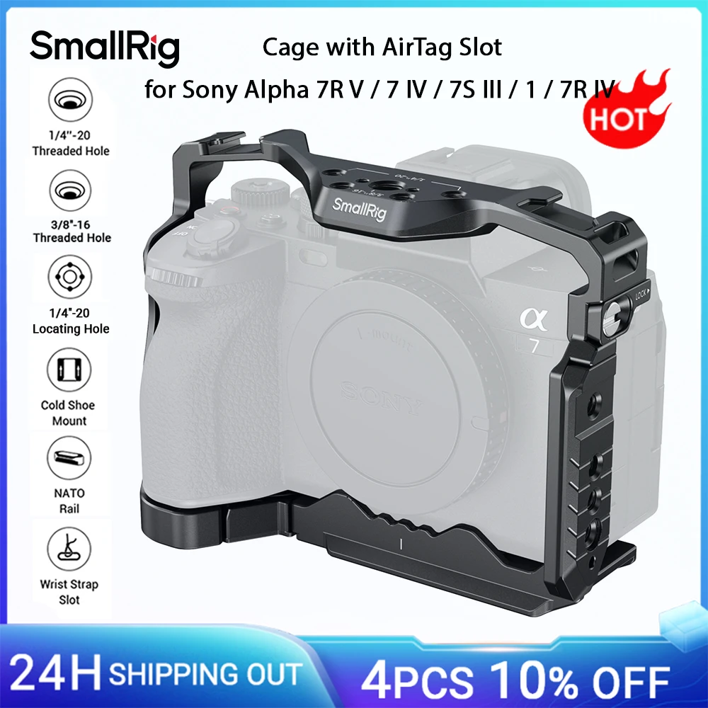 

SmallRig A7R V Cage with AirTag Slot for Sony Alpha 7R V / 7 IV / 7S III / 1 / 7R IV Built-in Quick Release Plate for Arca 5583