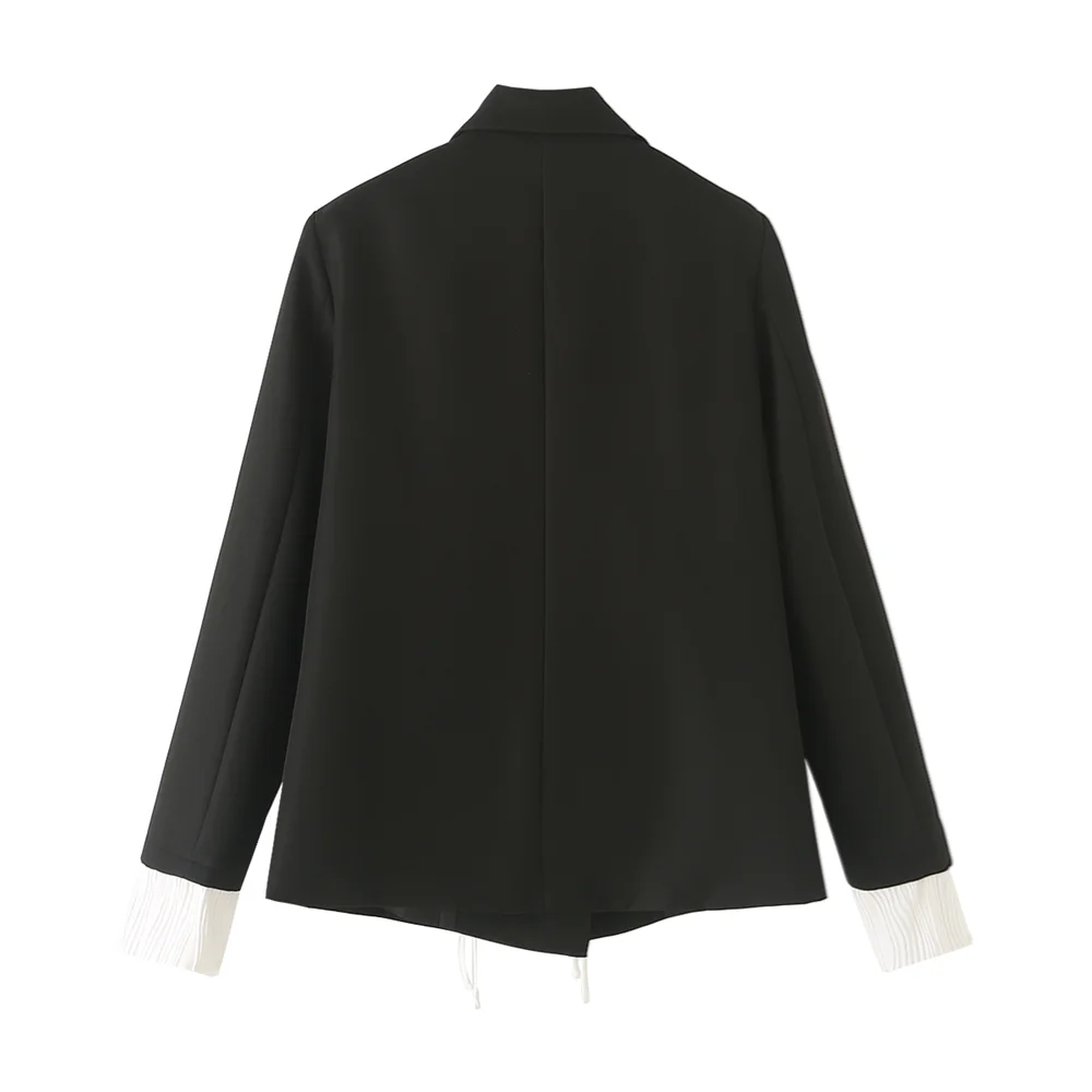 PB&ZA 2024 Spring New Women\'s Fashion and Elegance Slim Fit Commuting Versatile Button Spliced Suit Coat