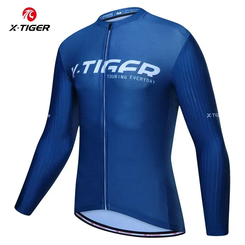 X-Tiger Long Sleeve Cycling Jersey Top Road Mountain Bike Cycling Jersey Breathable Quick Dry DH Motocross Jersey Racing Jersey