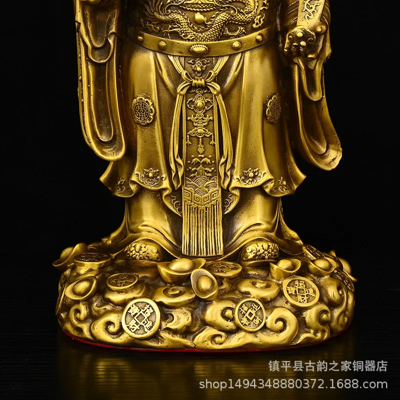 Brass Wealth God Statue Figurine Traditional Auspicious Craft for Home, Office, Factory, Lobby