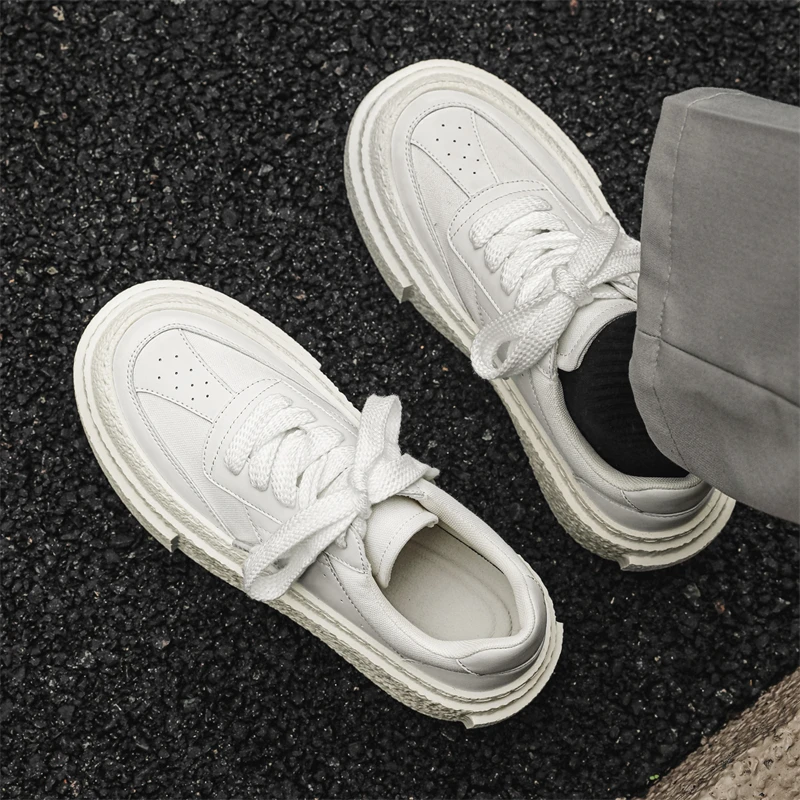 

Men Fashionable Casual Sports Shoes Black White Thick-soled Lightweight Comfortable Outdoor White Sneakers Men Size 38-46