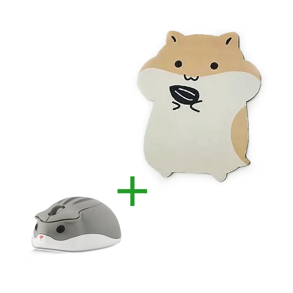 Cute Cartoon Mouse Combo 1600 DPI 2.4GHz USB Wireless 3D Hamster Mause Ergonomical Matte Mute Mice for PC Laptop Windows Gift