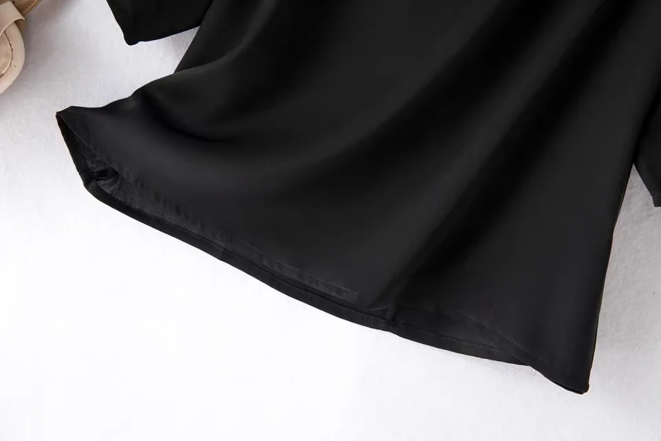 Winsleter - Damska elegancka bluzka, 93% jedwab, 7% spandex, rękaw nietoperz, okrągły dekolt, gładka, podstawowa, luźna, codzienna, zima 2025, T5D104CC