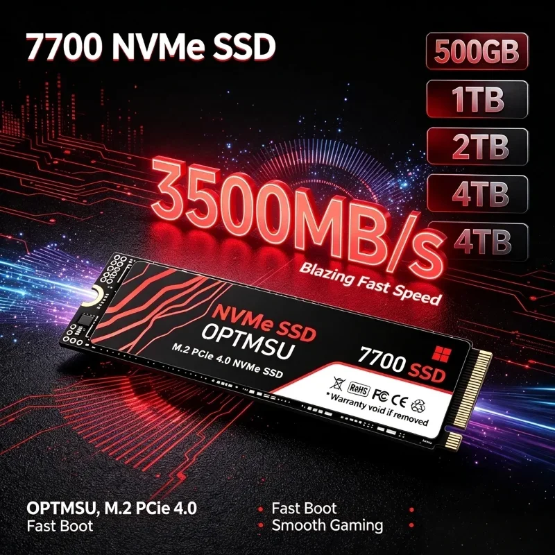 500GB 1TB 2TB 4TB 7700 M.2 NVMe SSD PCIe 4.0x4 3500MB/s TLC 3D NAND 2280 Gaming Drive for PS5 Laptop Desktop PC Max Unit