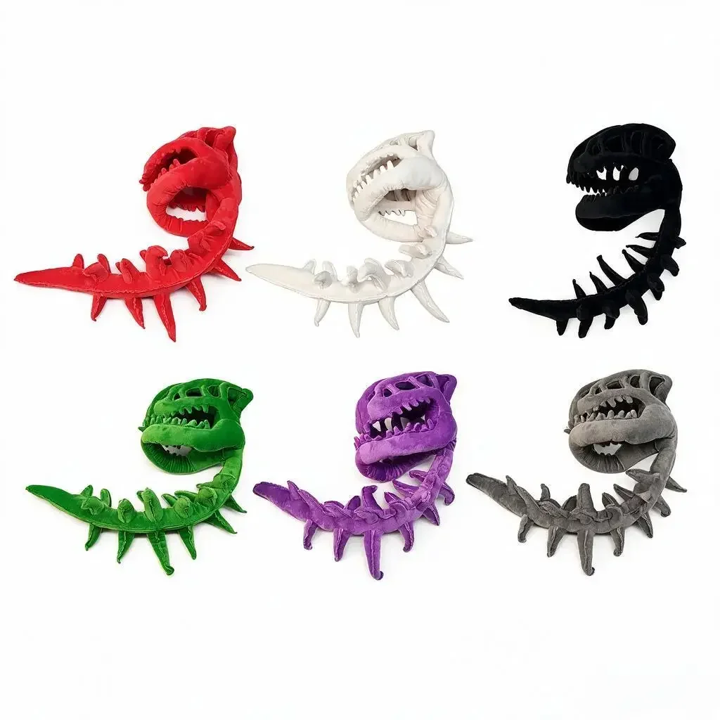 Plush Dinosaur Skeleton Headpiece 80cm 3D Skull Costume Hat Soft Stuffed Dino Headgear for Kids Adults Cosplay Halloween Party