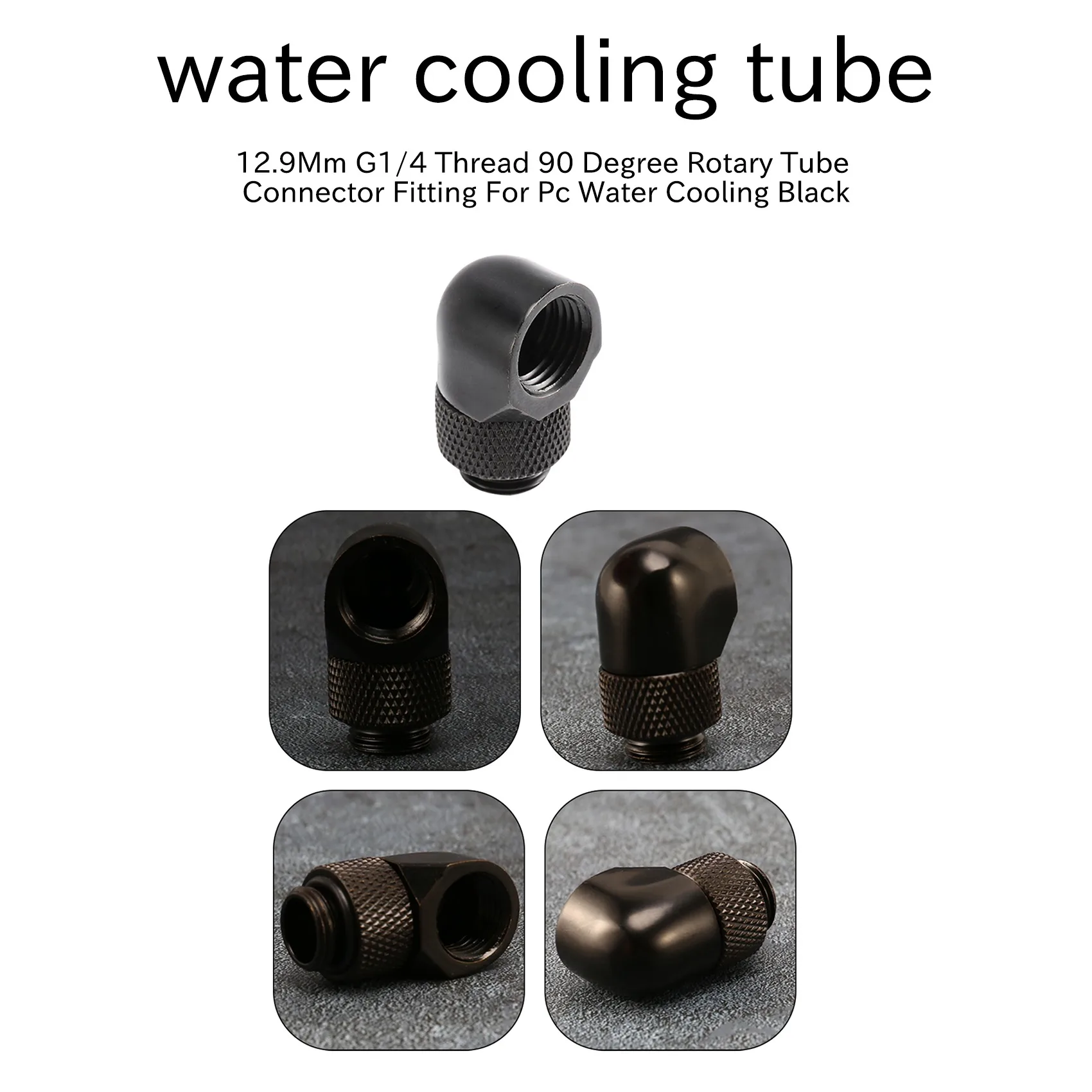 

A40I 12.9Mm G1/4 Thread 90 Degree Rotary Tube Connector Fitting For Pc Water Cooling Black