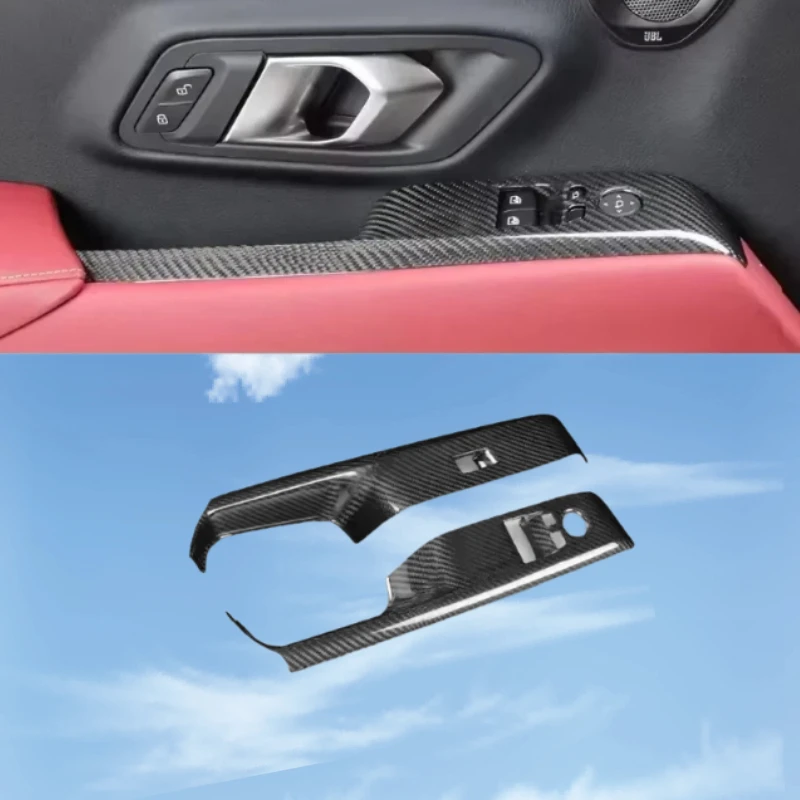 For Toyota GR Supra A90 A91 Real Dry Carbon Fiber 19-2022 Window Lift Switch Panel Interior Decoration Modification Accessories