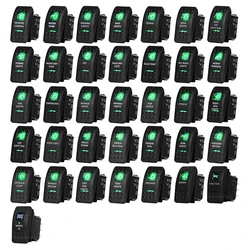 Waterproof Rocker Switch 12V/24V Green LED ON-OFF & ON-OFF-ON Direct Replacement for Narva/Carling Switches