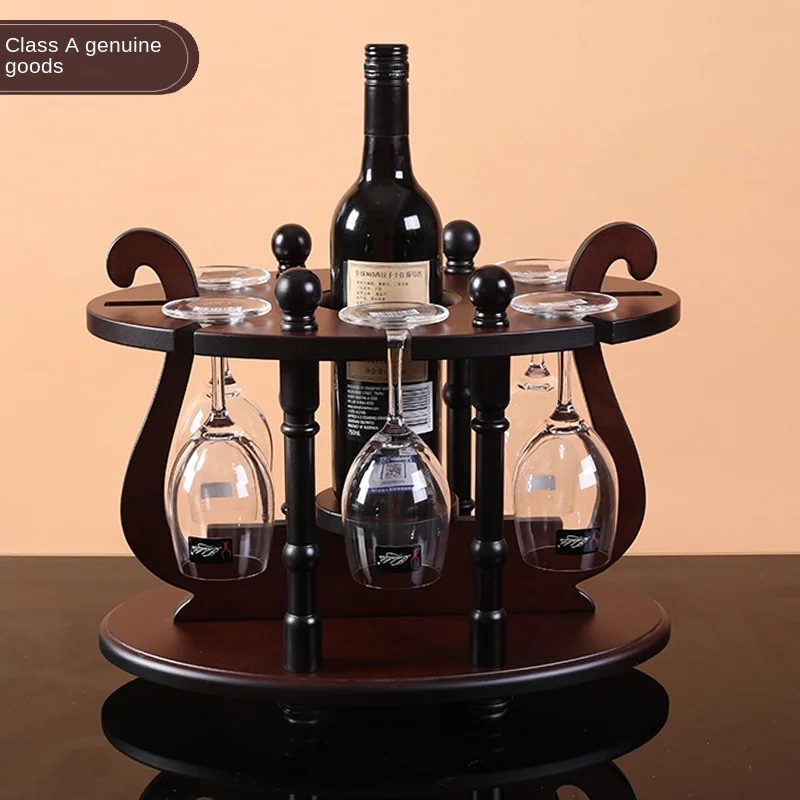 Decoration Red Wine Glass Holder Upside down Wine Bottle Solid Wood Creative Wine Rack Display Stand Living Room Decoration