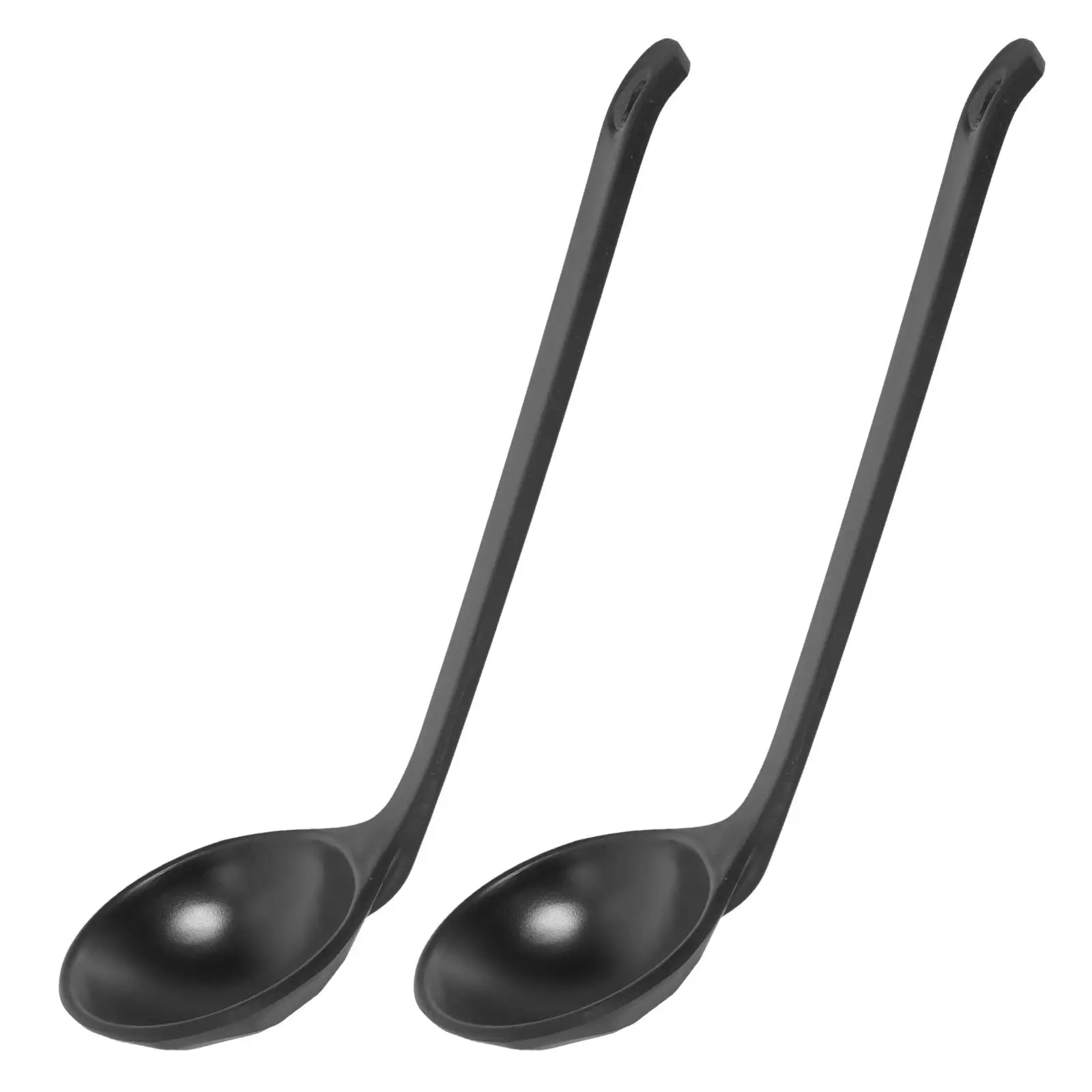 

2Pcs Turtle Shell Soup Ladle Black Long H Plastic Spoon for Ramen Traditional Asian Kitchen Utensil