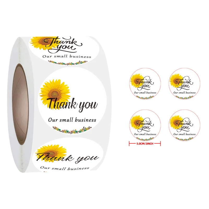 500pcs Thank You Stickers Round Shape Floral Labels Paper Stickers for Wedding Party Cards Envelope Stationery Stickers