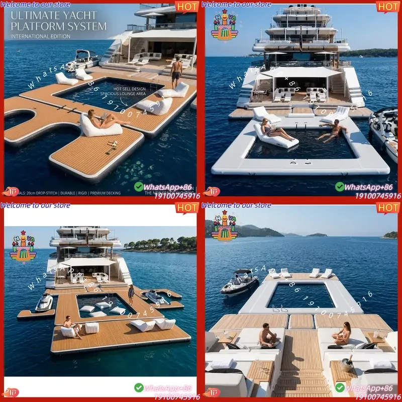 2026 Modular Inflatable Floating Platform with Sea Pool & Jet Ski Dock for Yacht Extension