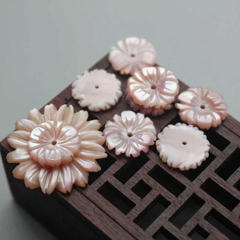 5pcs / bag natural mother-of-pearl pink pearl daisy flower loose beads jewelry making handmade DIY brooch earrings accessories
