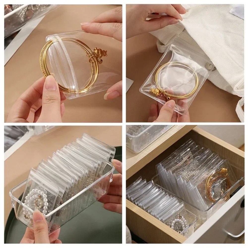 30/50/100Pcs Transparent PVC Jewelry Organizer Pouches Bags Anti-Oxidation Earring Pendant Necklace Bracelet Storage Holder Box